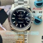 PPM Swiss Copy Gain Weight Rolex Day-Date II President Watch Black Dial with Baguettes 
